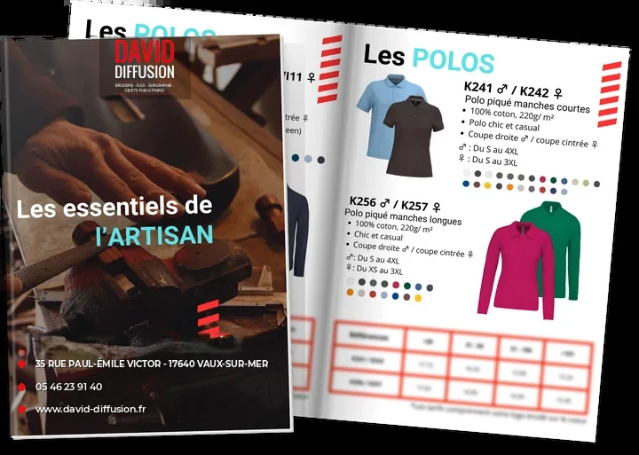 Catalogue Artisans David Diffusion – vêtements de travail personnalisés