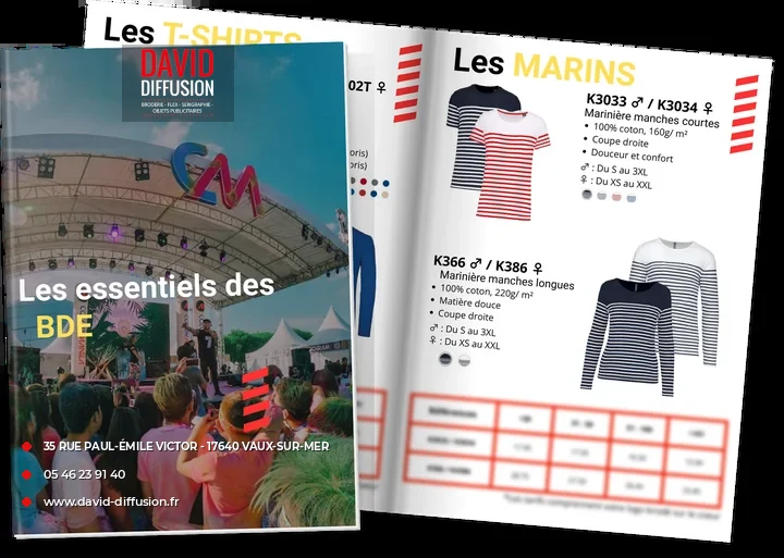 Catalogue BDE David Diffusion – textiles et goodies personnalisés pour bureaux des étudiants