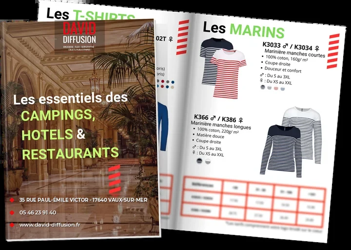 Catalogue CHR David Diffusion – tenues personnalisées cafés, hôtels, restaurants