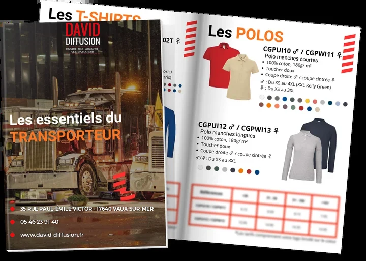 Catalogue Transporteurs David Diffusion – vêtements professionnels personnalisés